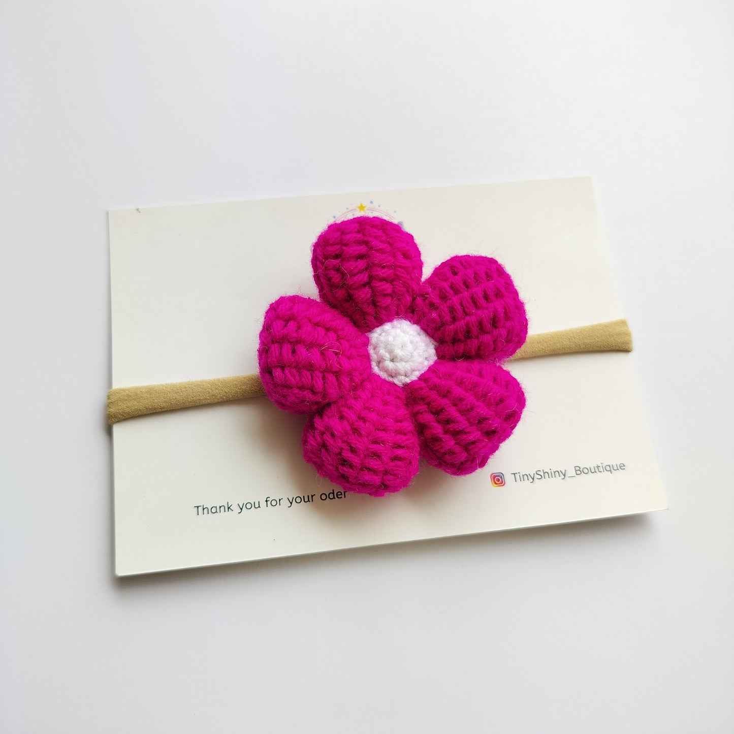 Puffy Flower Bow with Baby Soft Headband - Rani Pink