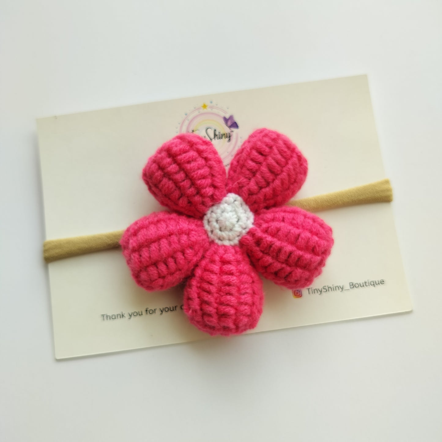 Puffy Flower Bow with Baby Soft Headband - Rose Pink