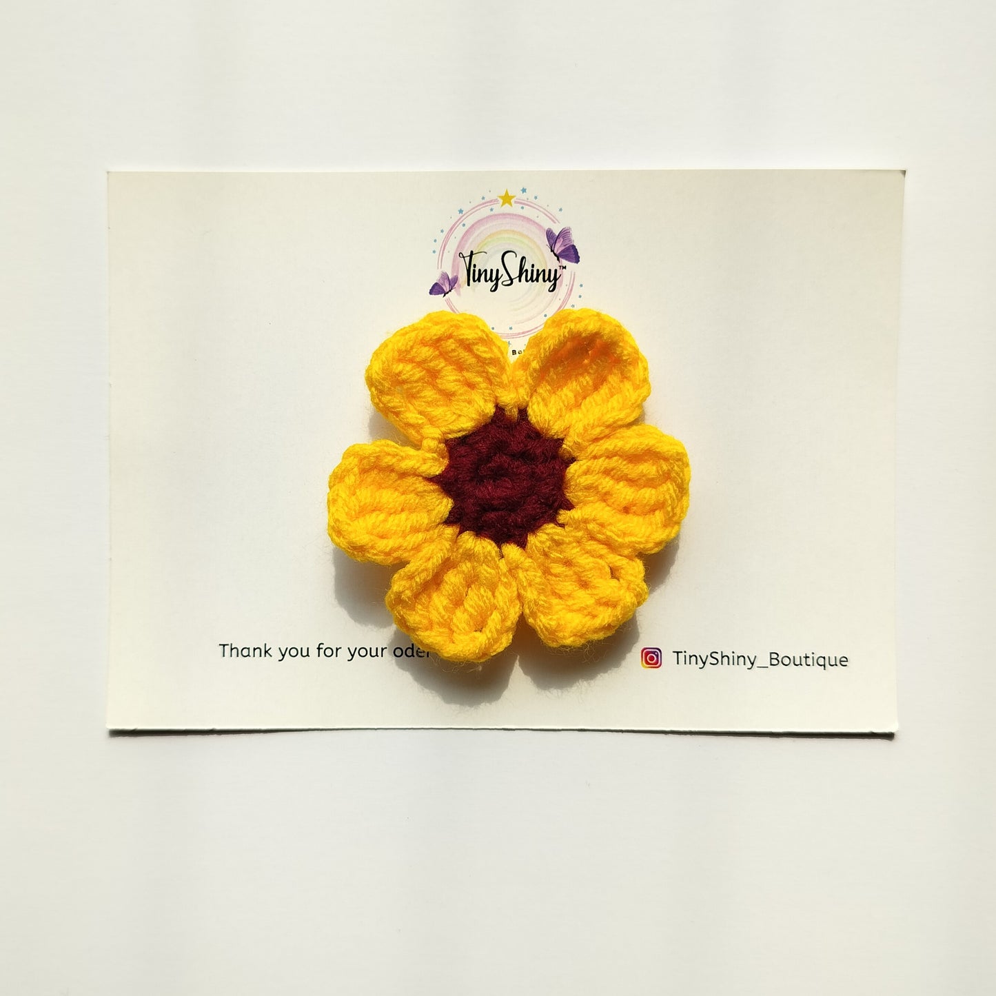 Daisy Flower Bow with Alligator Clip - Yellow-Maroon