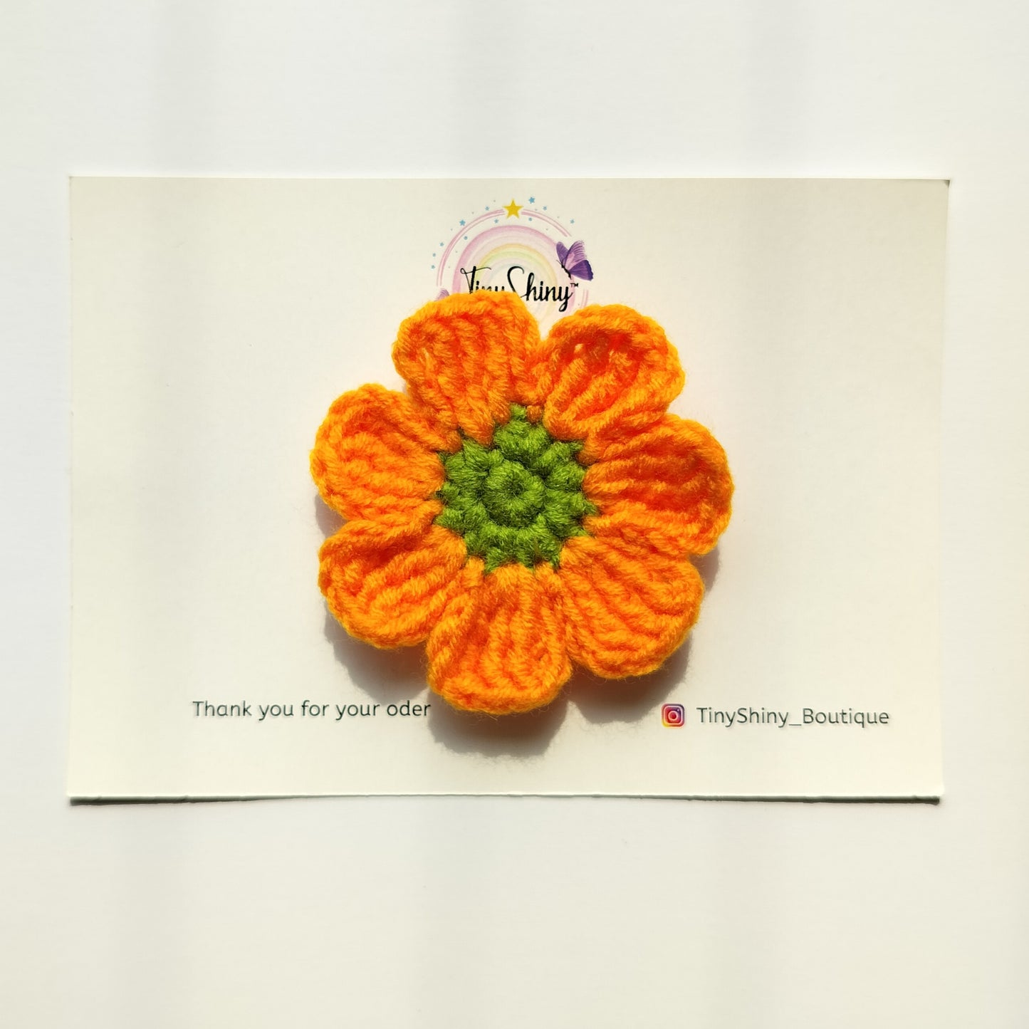 Daisy Flower Bow with Alligator Clip - Orange-Green