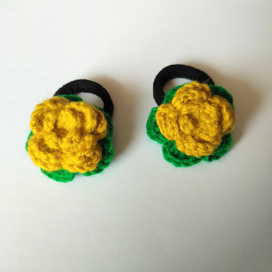 Crochet Flower - Hair Ties - Mustard