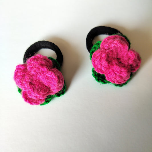 Crochet Flower - Hair Ties - Pink