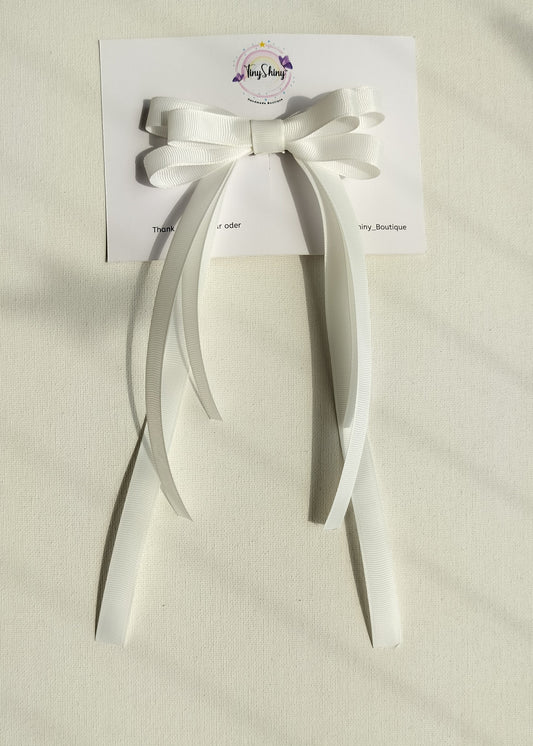 Grosgrain Ribbon Long Tail Bow -  Ivory