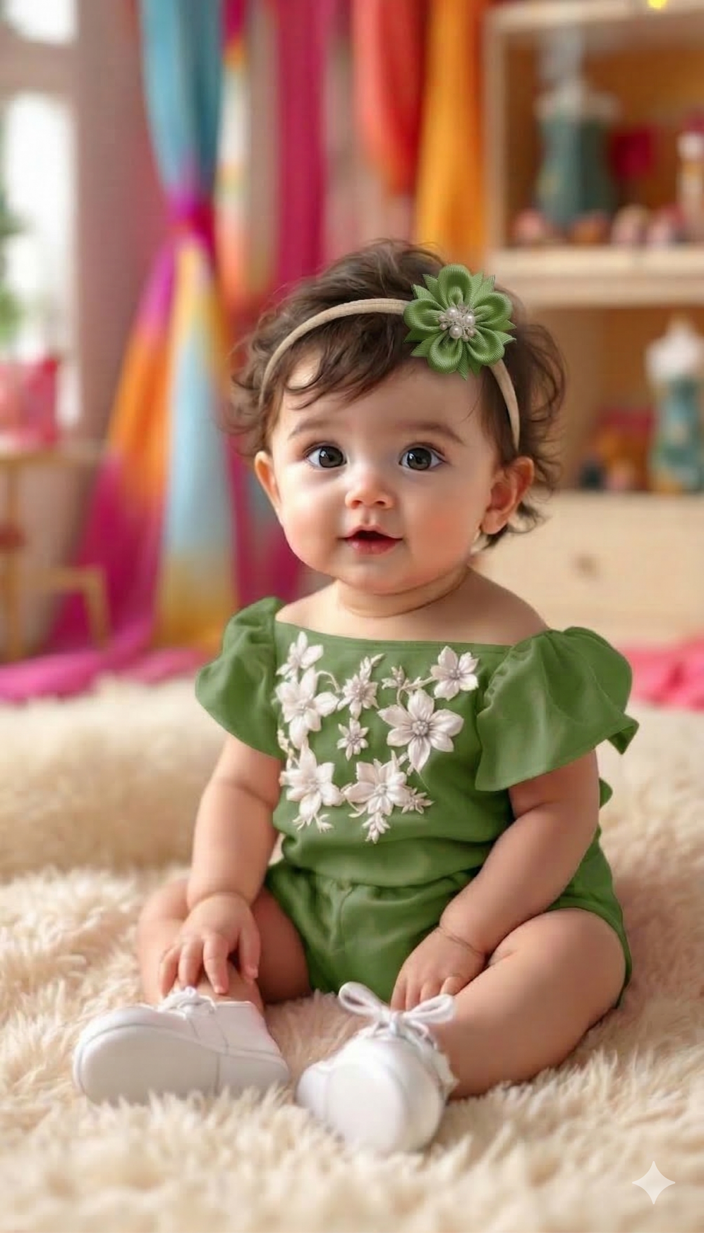 Baby Bow-Style 9-Leaf Green