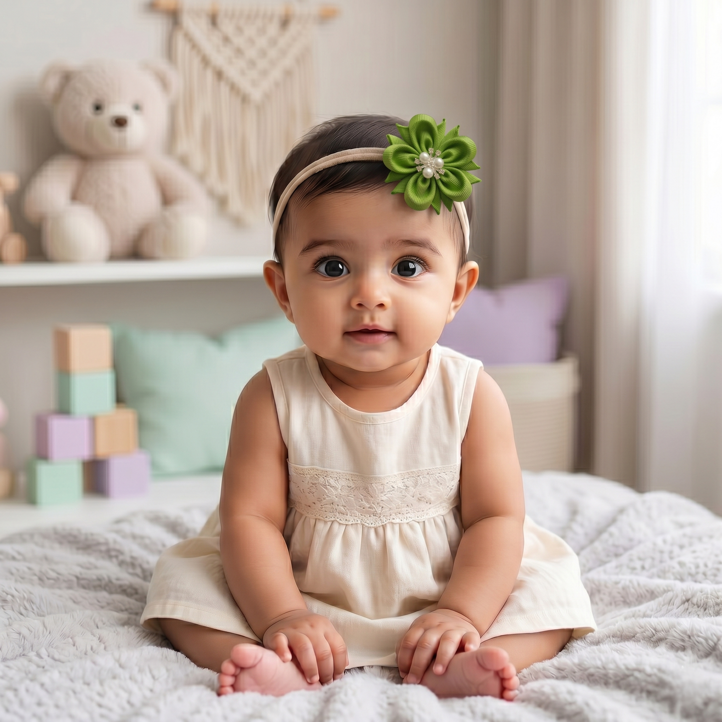 Baby Bow-Style 9-Leaf Green
