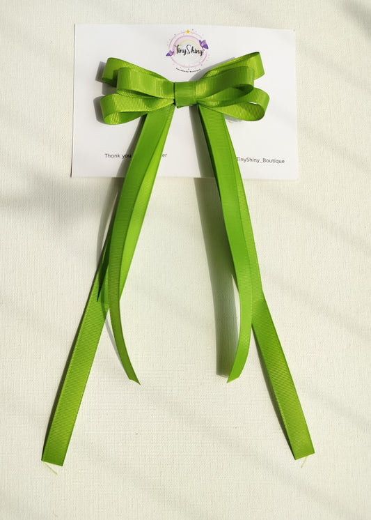 Grosgrain Ribbon Long Tail Bow -  Leaf Green