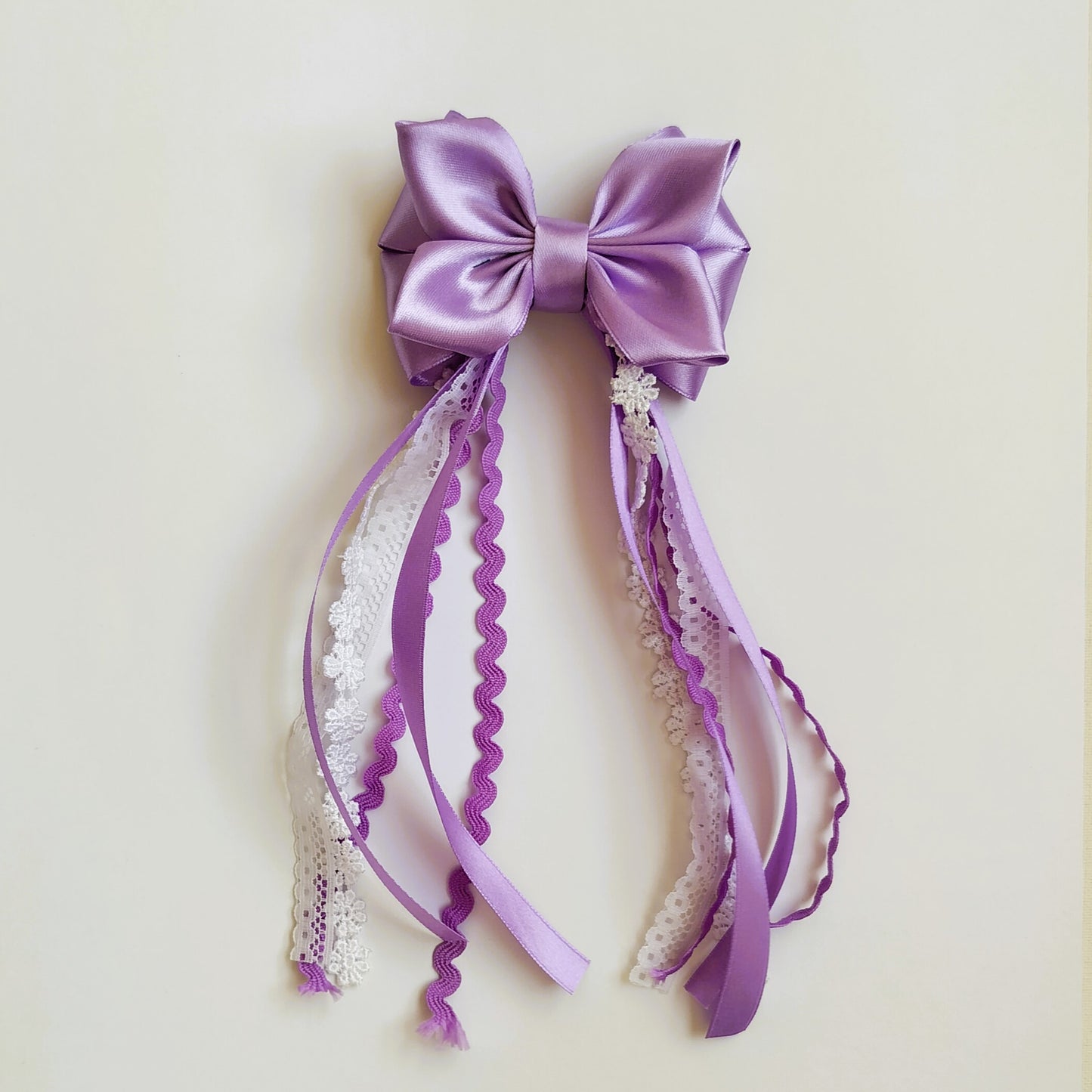 TinyShiny_Satin Ribbon Bow with tassel - Light Purple