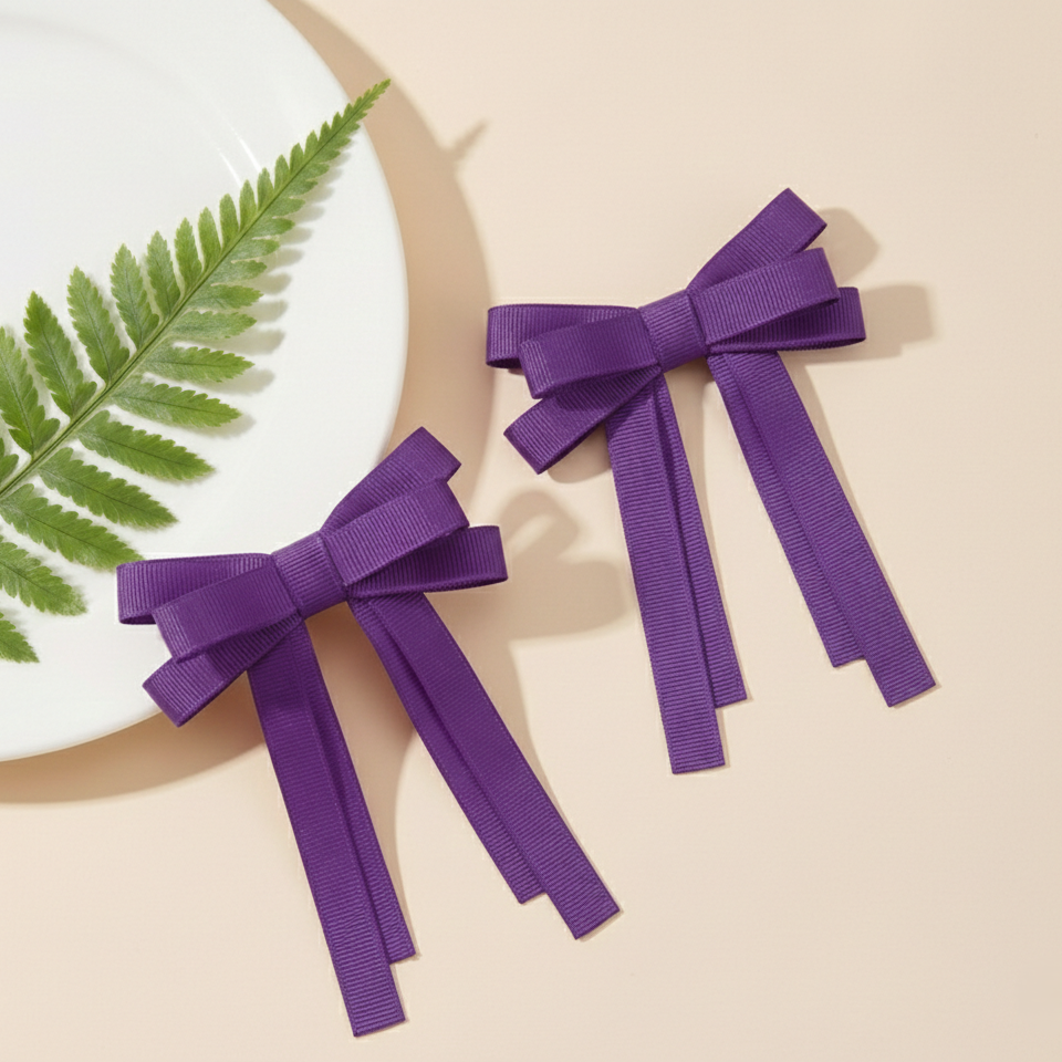 GRB-Twin Bow Clips-Style4-Light Purple