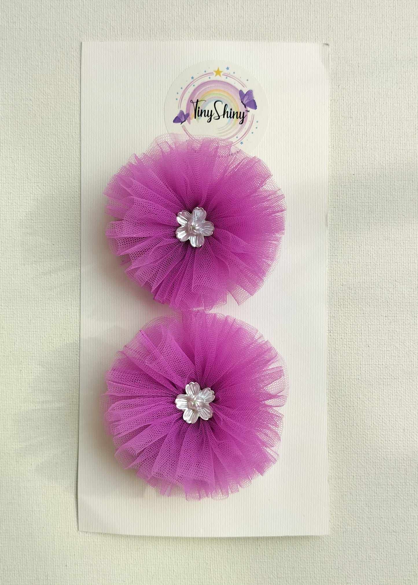 PomPom Bow with Alligator Clip - Lilac