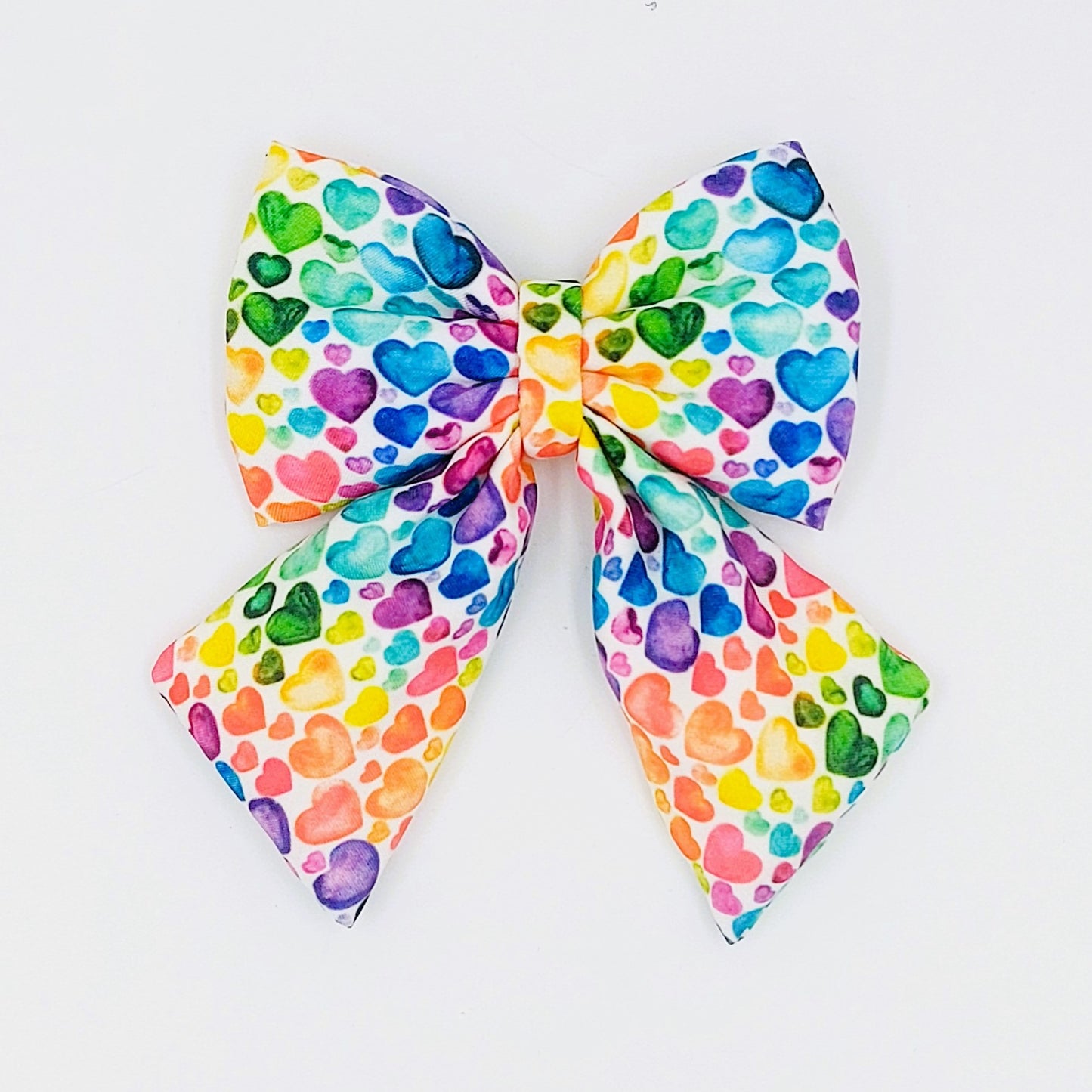 Pigtail Bow - Little Rainbow Hearts