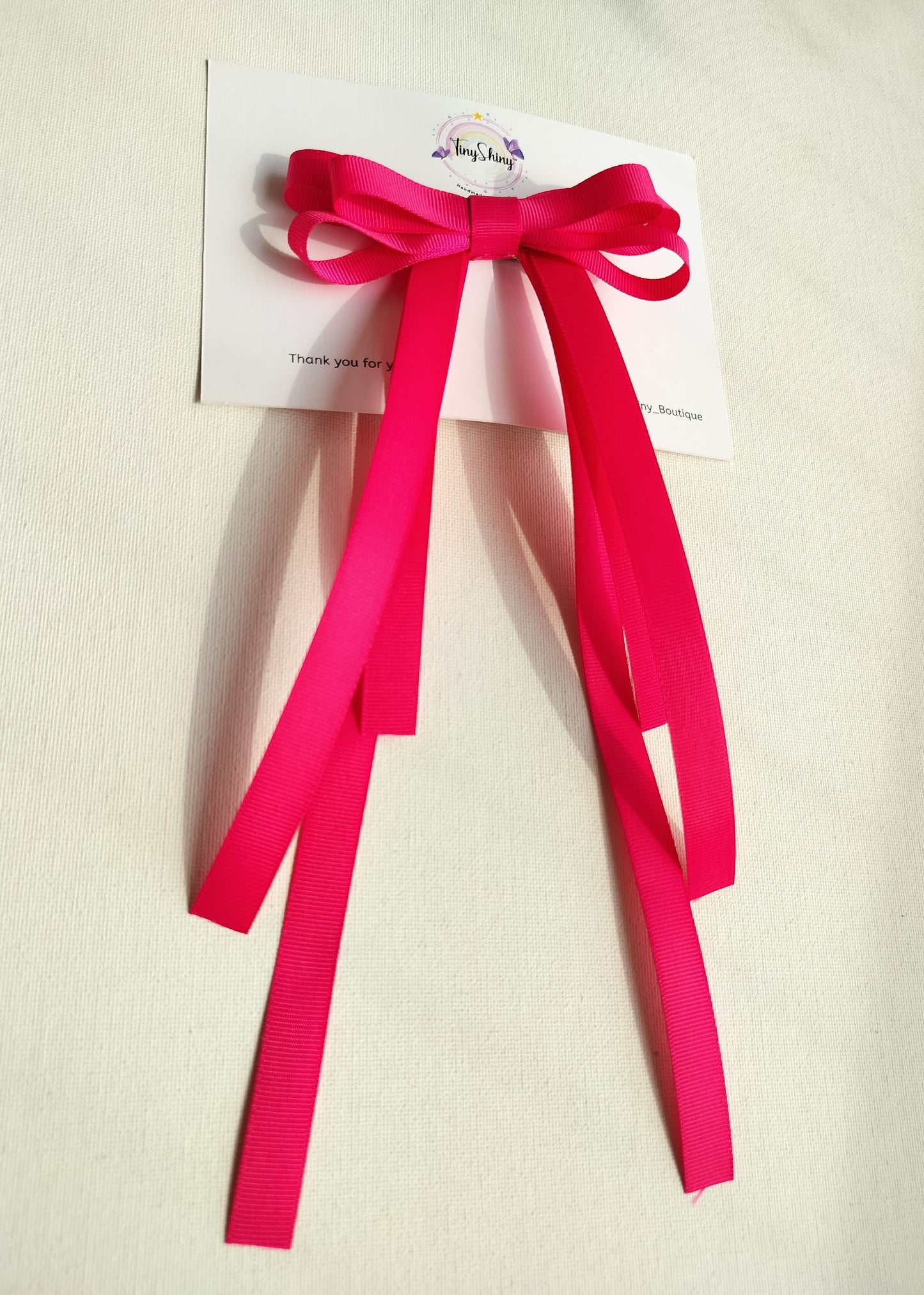 Grosgrain Ribbon Long Tail Bow -  Magenta