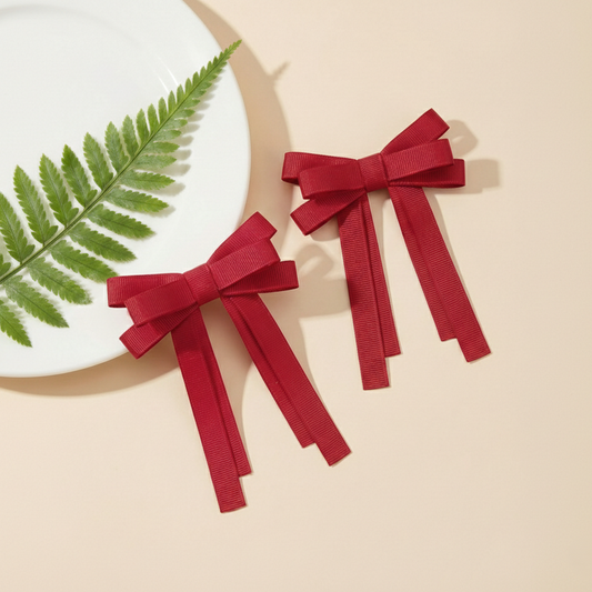 GRB-Twin Bow Clips-Style4-Maroon
