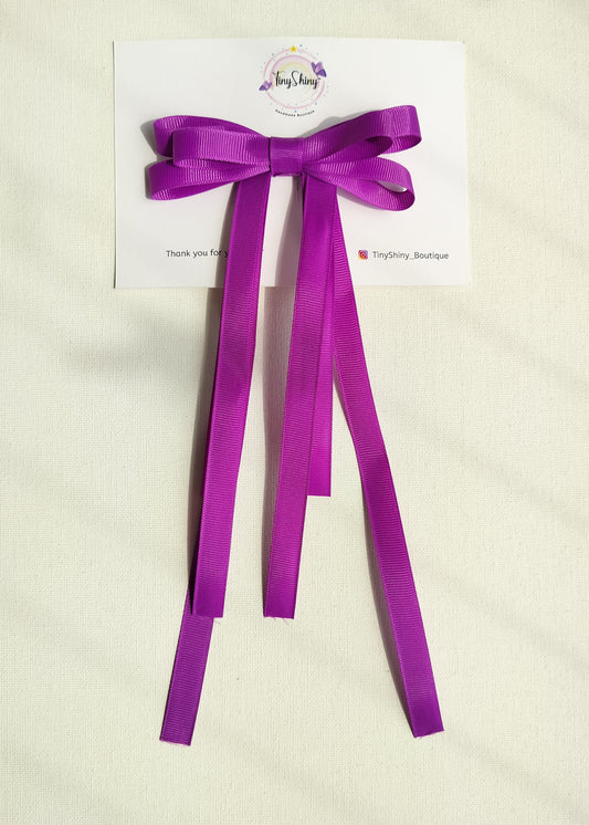 Grosgrain Ribbon Long Tail Bow -  Medium Purple