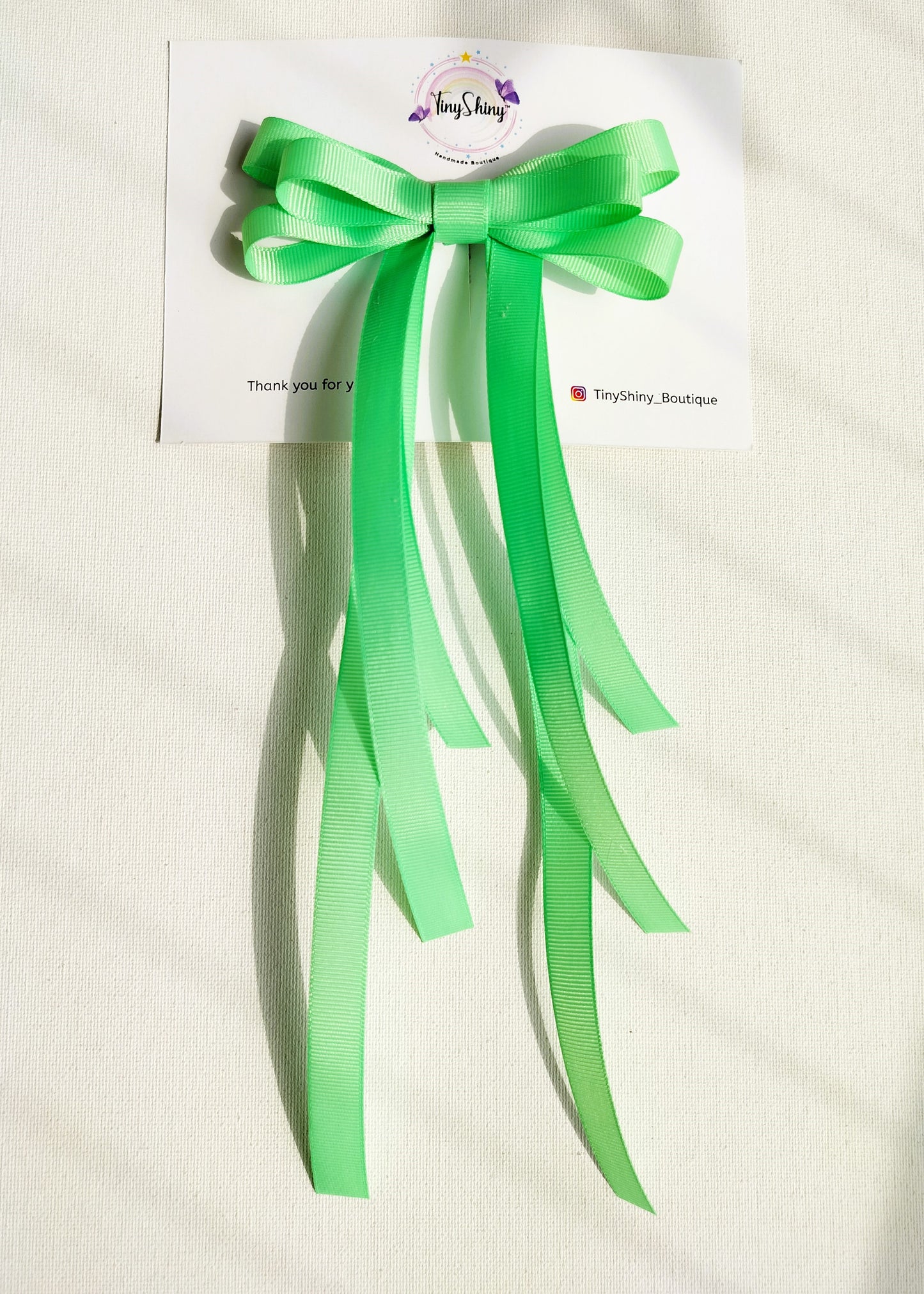 Grosgrain Ribbon Long Tail Bow -  Mint Green