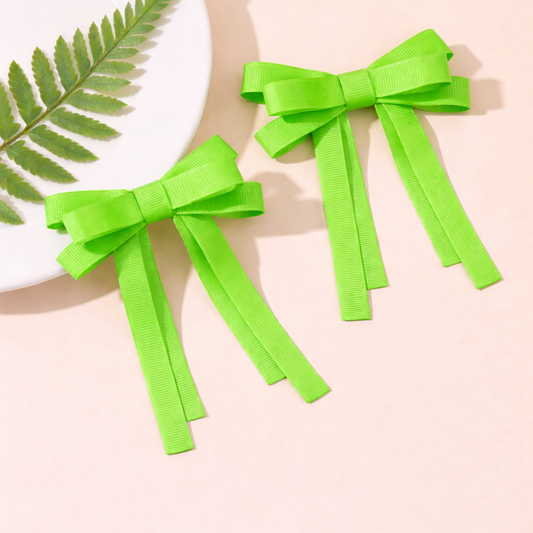 GRB-Twin Bow Clips-Style4-Neon Green