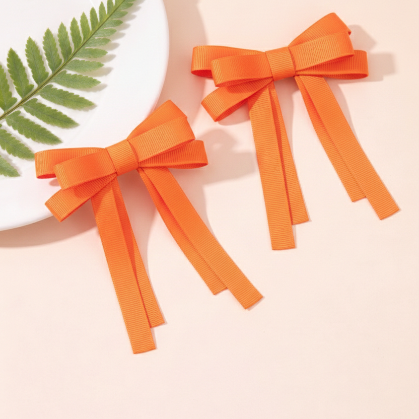 GRB-Twin Bow Clips-Style4-Neon Orange