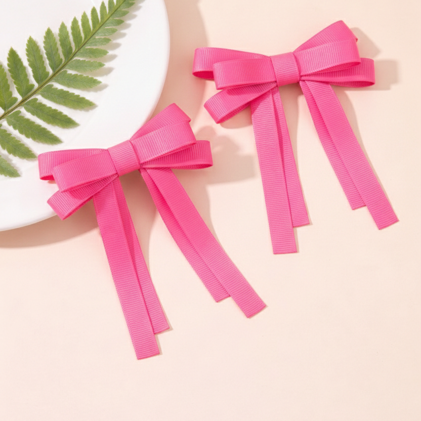 GRB-Twin Bow Clips-Style4-Neon Pink