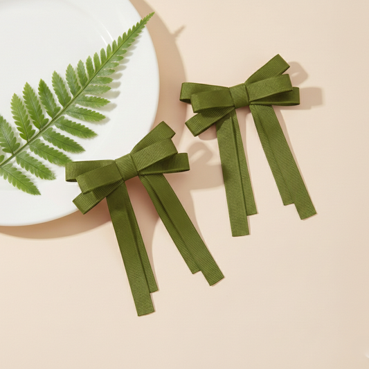 GRB-Twin Bow Clips-Style4-Olive Green