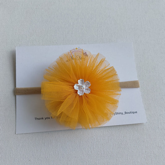 PomPom Bow with Baby Soft Headband - Orange