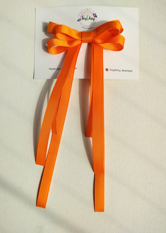 Grosgrain Ribbon Long Tail Bow -  Orange