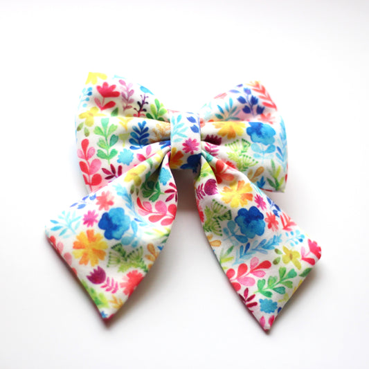 Pigtail Bow - Pastel Botanical