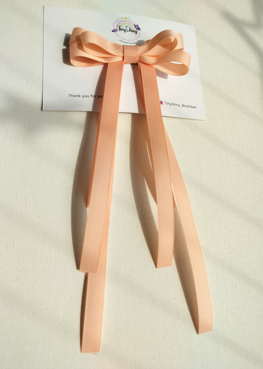 Grosgrain Ribbon Long Tail Bow -  Peach