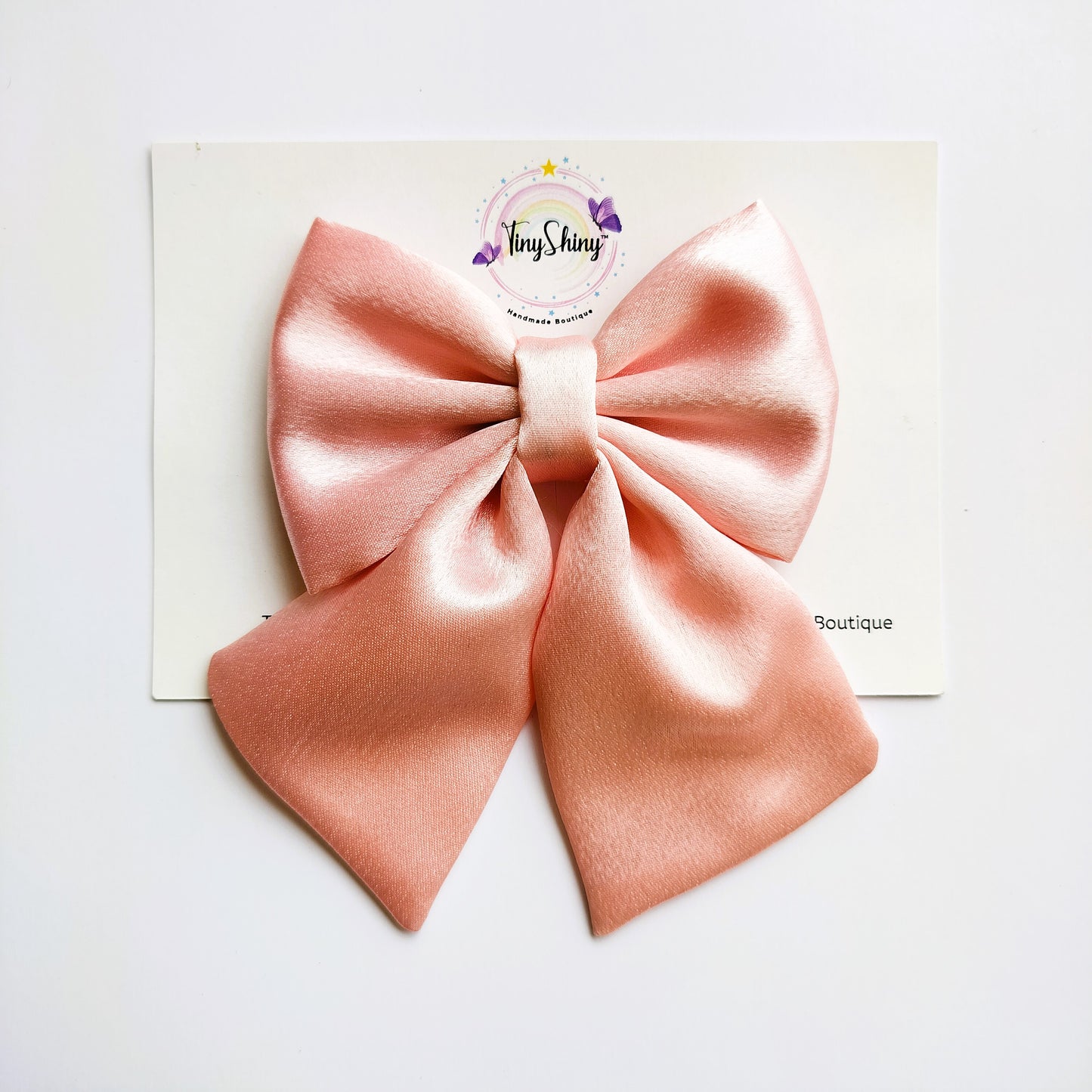 Pigtail Bows - Solid Colors - Peach