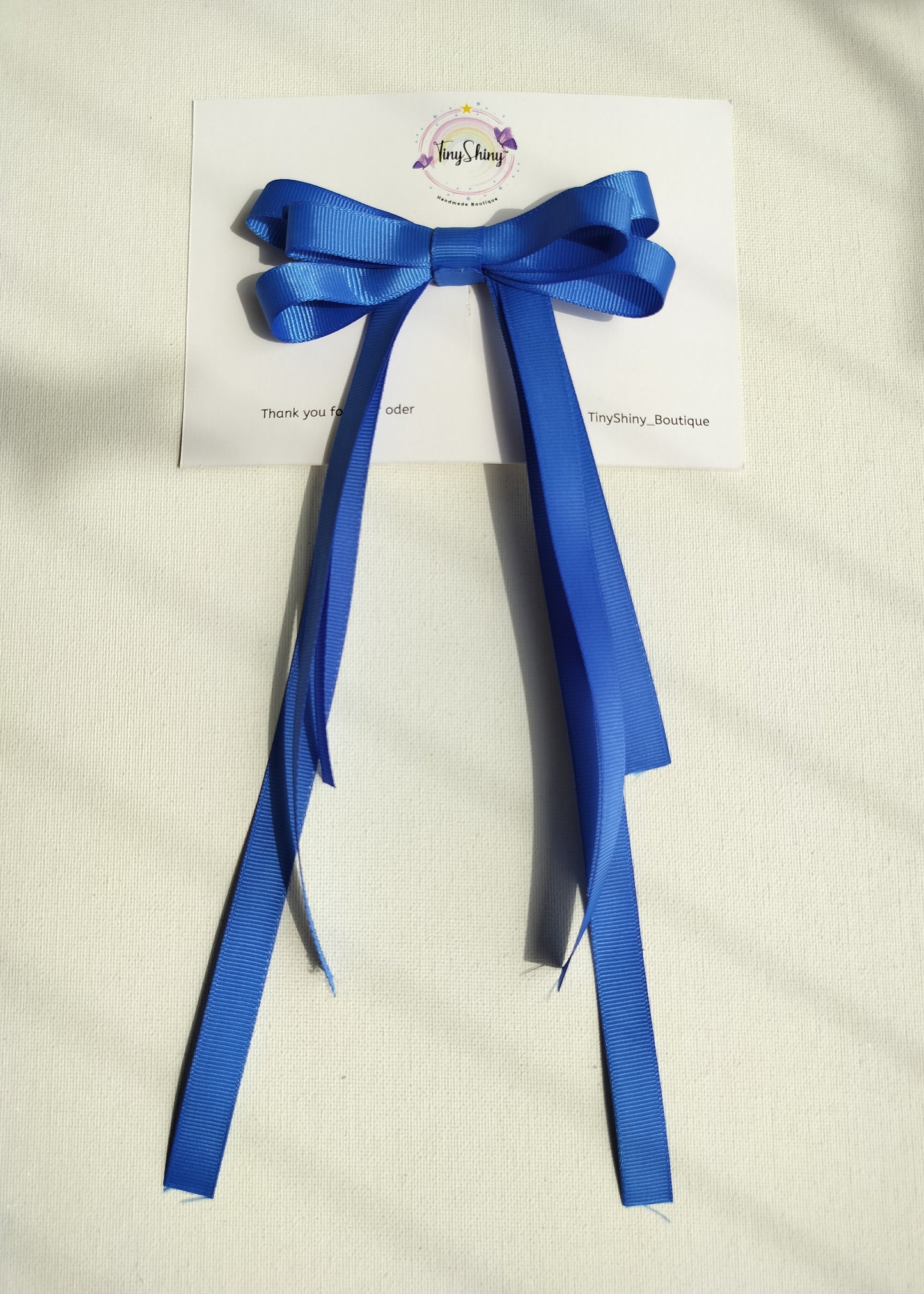 Grosgrain Ribbon Long Tail Bow -  Powder Blue