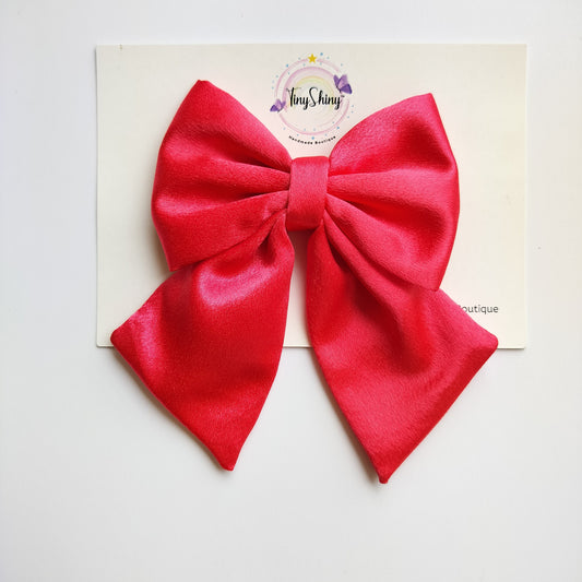 Pigtail Bows - Solid Colors - Punch