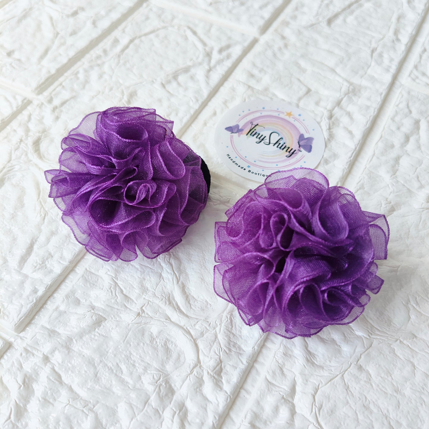 Organza Flower - Hair Ties - Purple