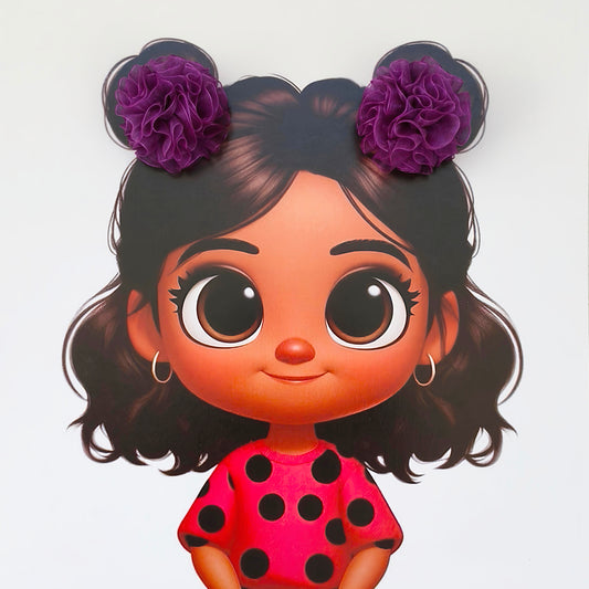 Organza Flower - Hair Ties - Purple