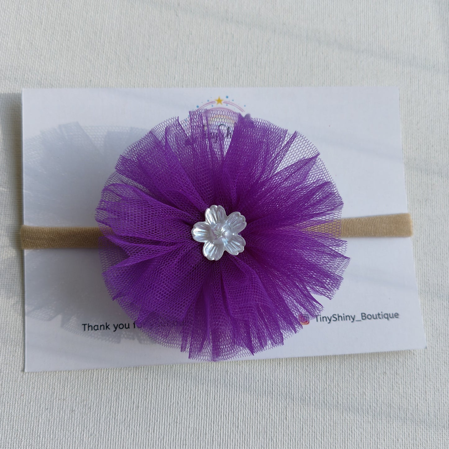 PomPom Bow with Baby Soft Headband - Purple