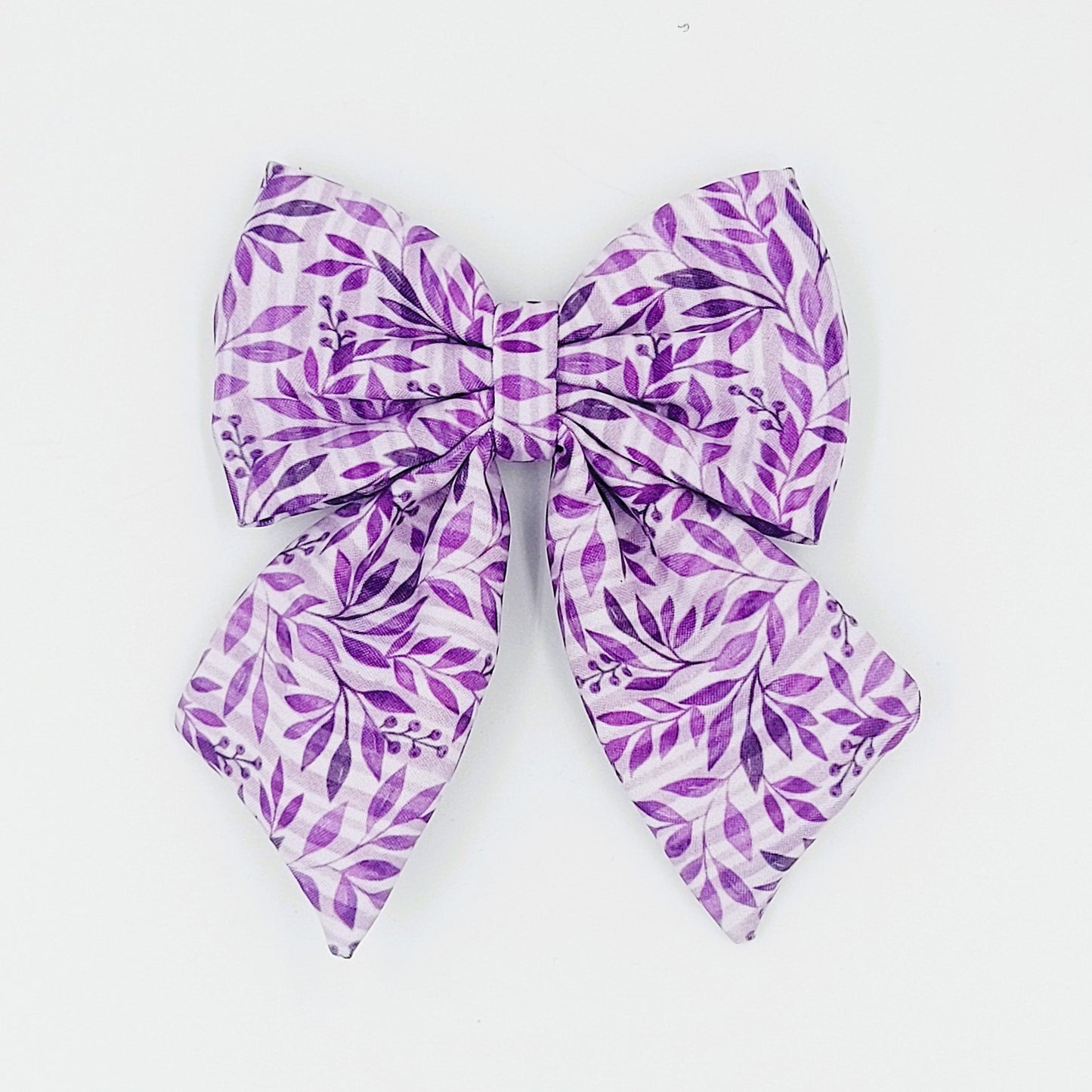 Pigtail Bow - Purple leaves