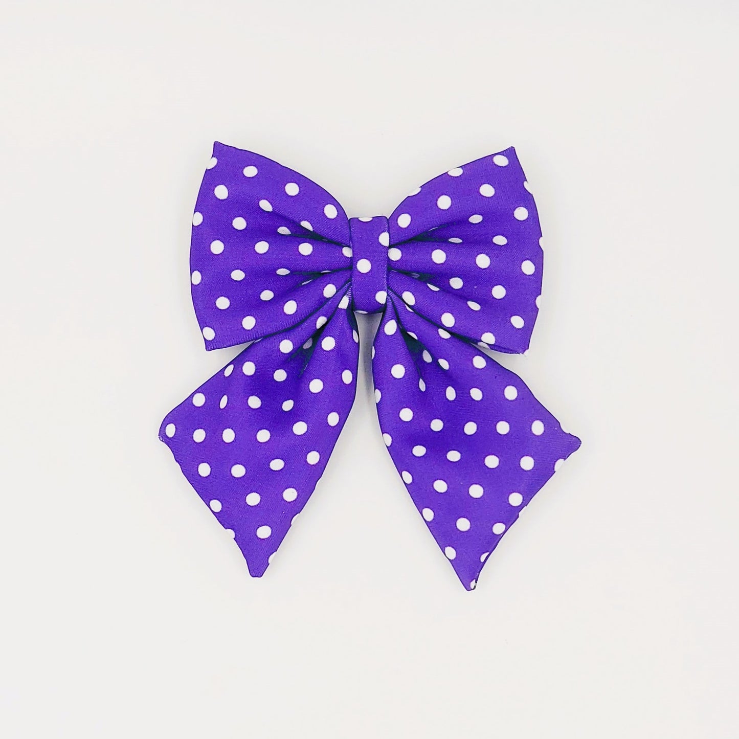 Pigtail Bow - Purple with White Polka Dots