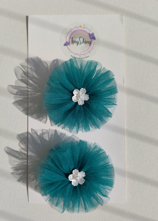 PomPom Bow with Alligator Clip - Rama Green