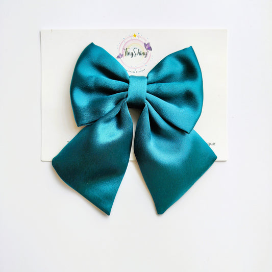 Pigtail Bows - Solid Colors - Rama Green