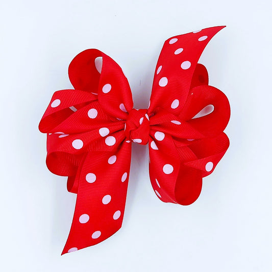 Octopus-Bow-4Layer-Style1-Red with White Polka dots