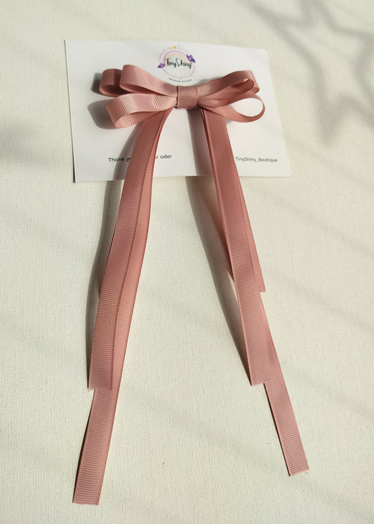 Grosgrain Ribbon Long Tail Bow -  Rose Gold