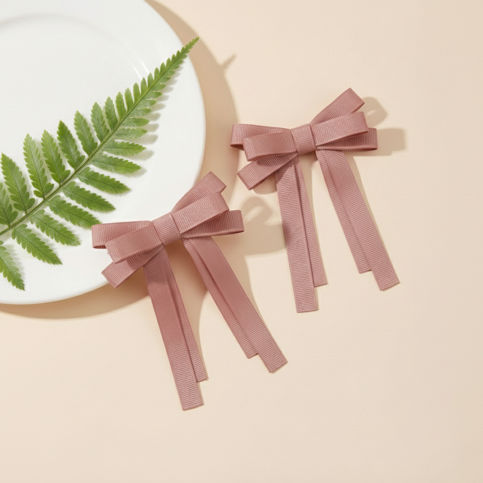 GRB-Twin Bow Clips-Style4-Rose Gold