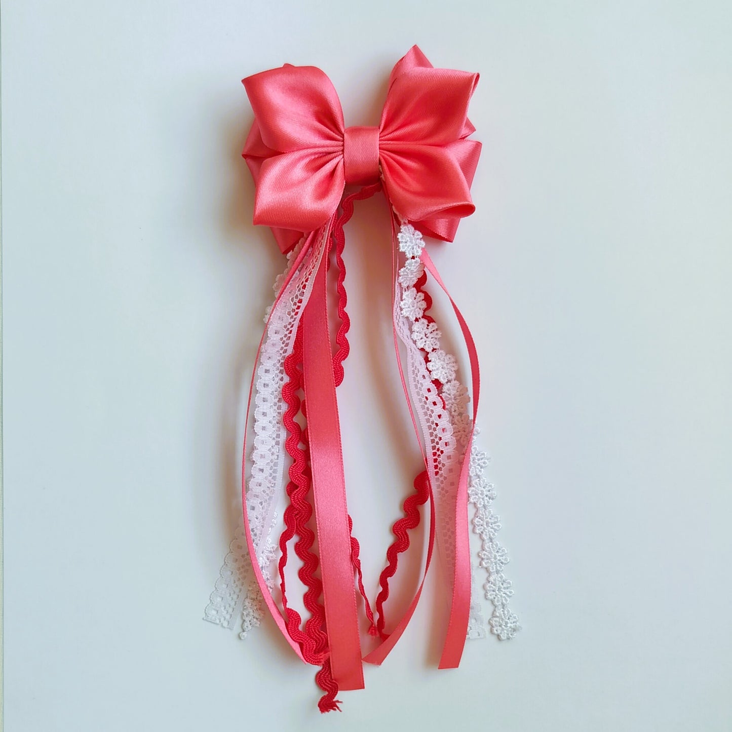 TinyShiny_Satin Ribbon Bow with tassel - Rose Pink