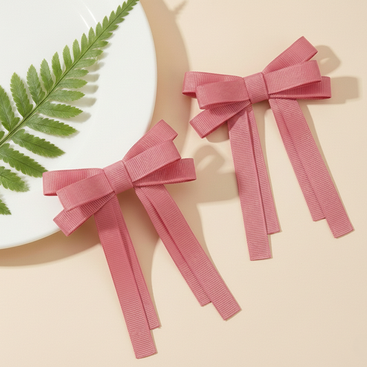 GRB-Twin Bow Clips-Style4-Rose Pink