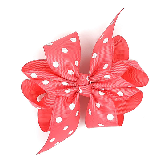 Octopus-Bow-4Layer-Style1-Rose Pink with Polka dots