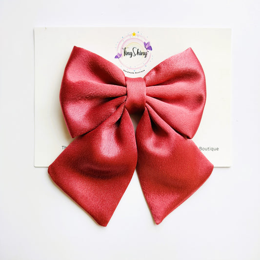 Pigtail Bows - Solid Colors - Rosewood