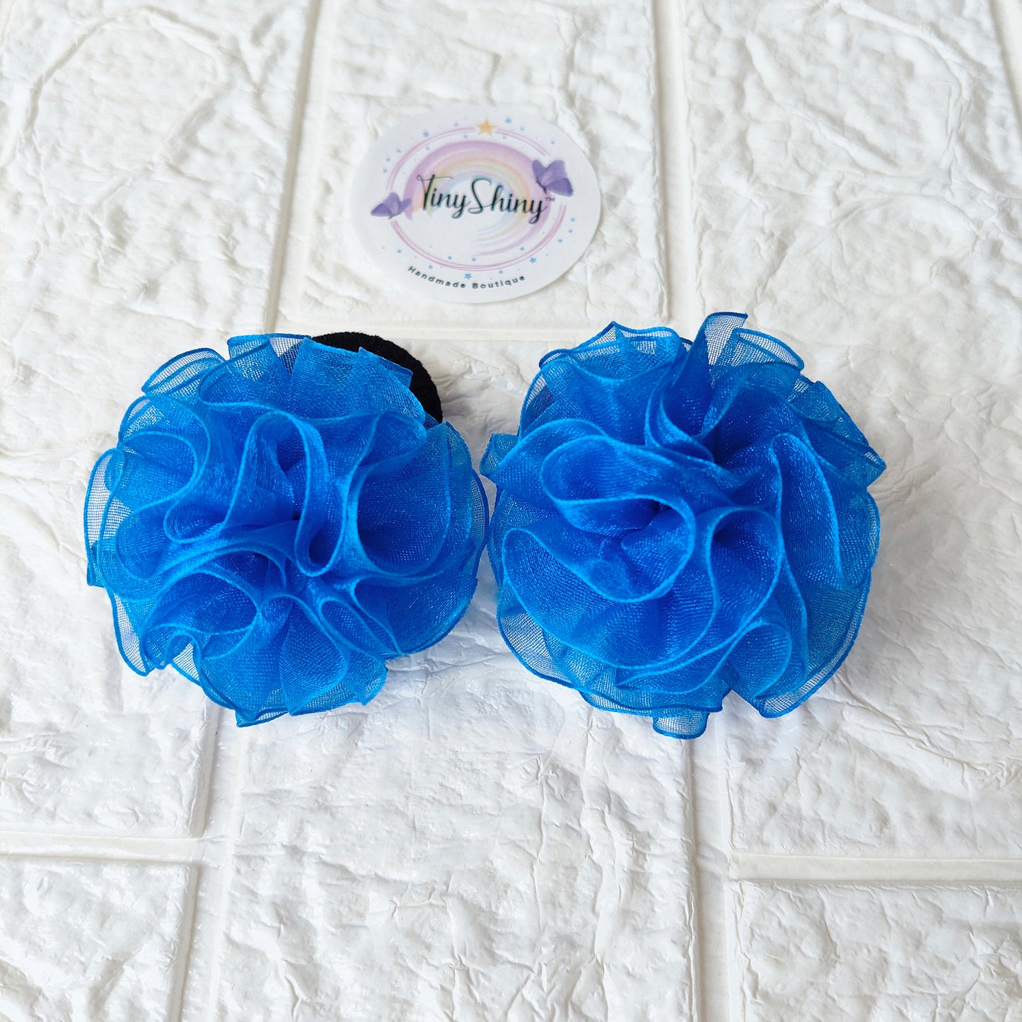 Organza Flower - Hair Ties - Royal Blue