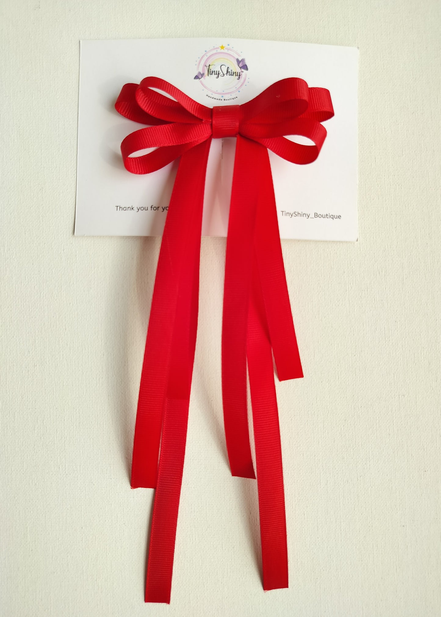 Grosgrain Ribbon Long Tail Bow -  Scarlet Red