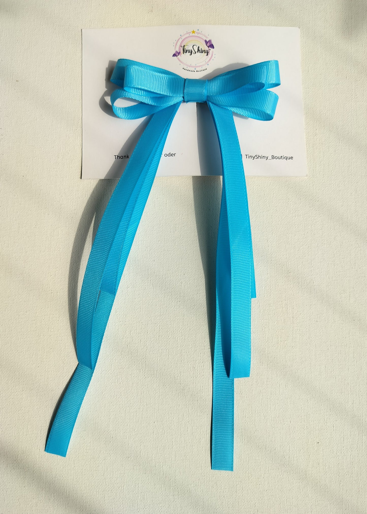 Grosgrain Ribbon Long Tail Bow -  Sky Blue