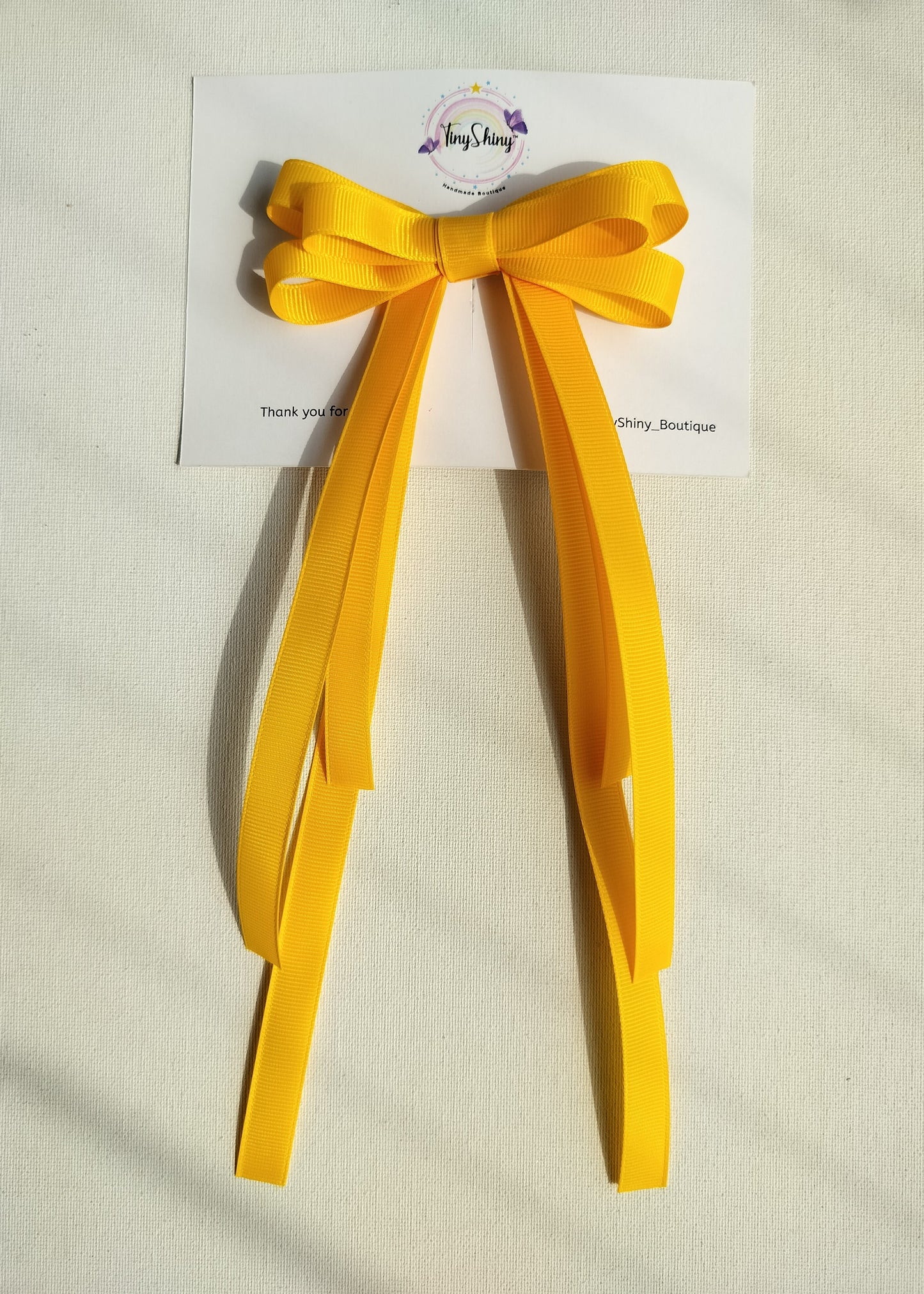 Grosgrain Ribbon Long Tail Bow -  Sunshine Yellow