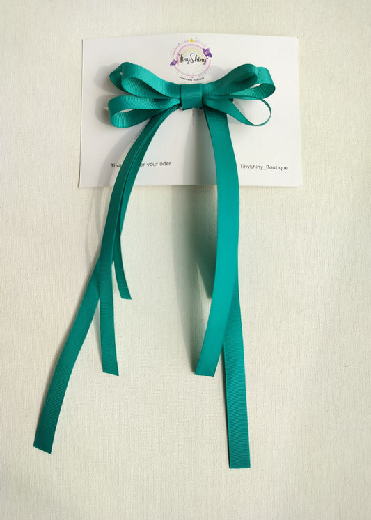 Grosgrain Ribbon Long Tail Bow -  Teal