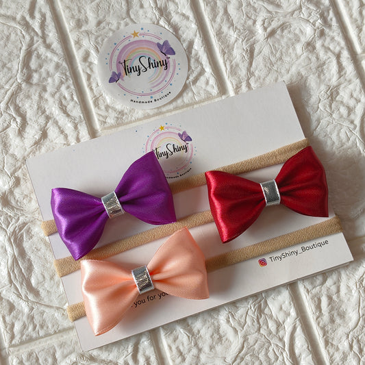 TinyShiny_3 Pcs Baby Girl Super Soft Headband - Purple, Peach, WineRed