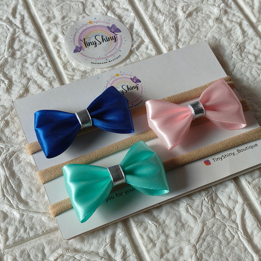 TinyShiny_3 Pcs Baby Girl Super Soft Headband - Royal Blue, Baby Pink, Frosty Mint